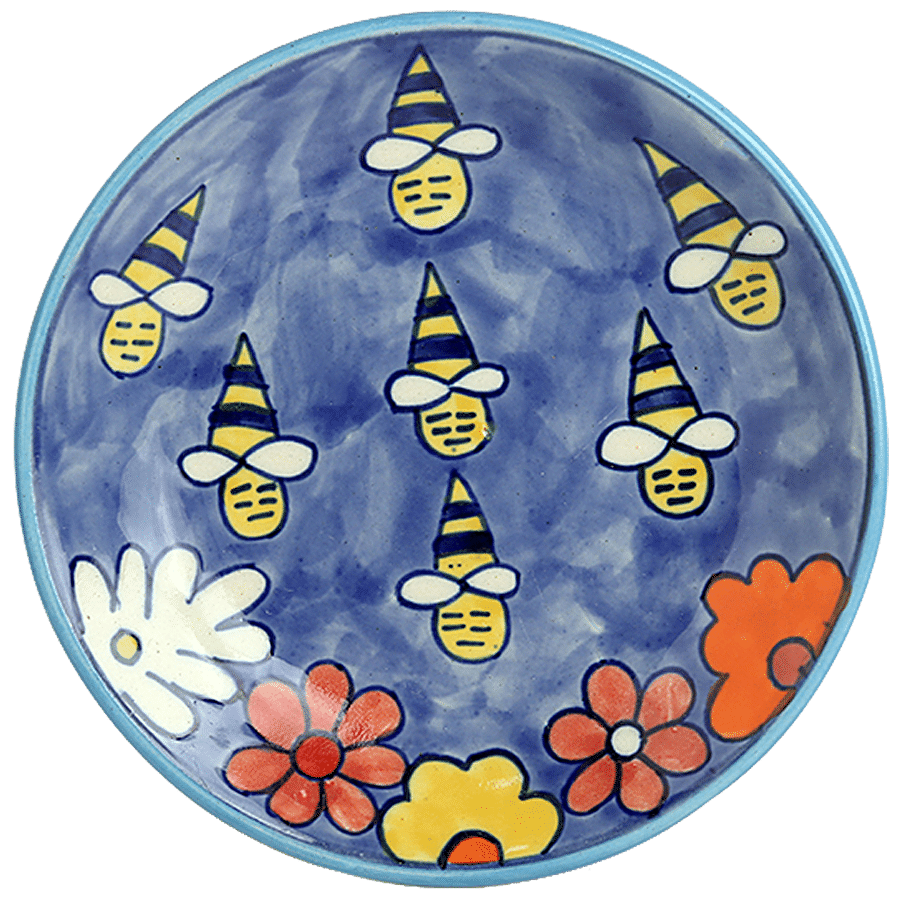 ExclusiveLane The Bee Collective Ceramic Quarter Plates - Hand-Painted