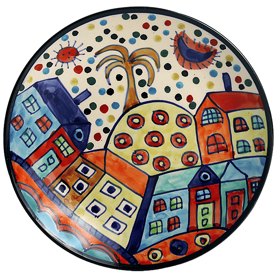 ExclusiveLane The Hut Couple Ceramic Quarter Plates - Hand-Painted