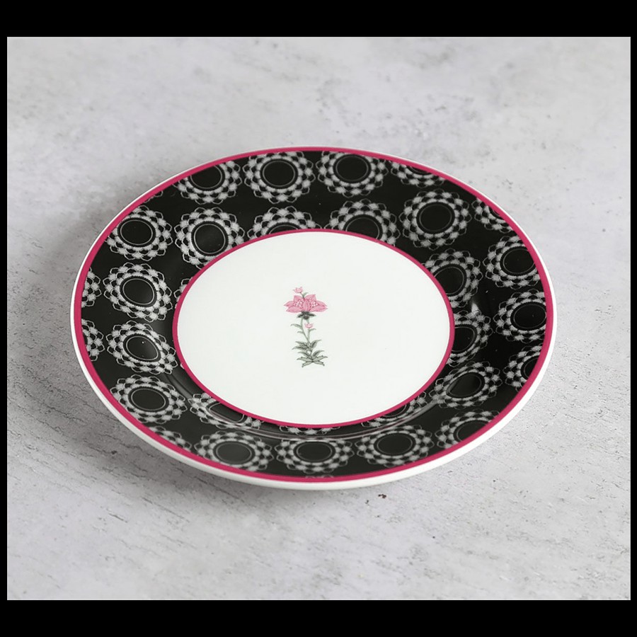 India Circus Ceramic Side Plate - Black Garden