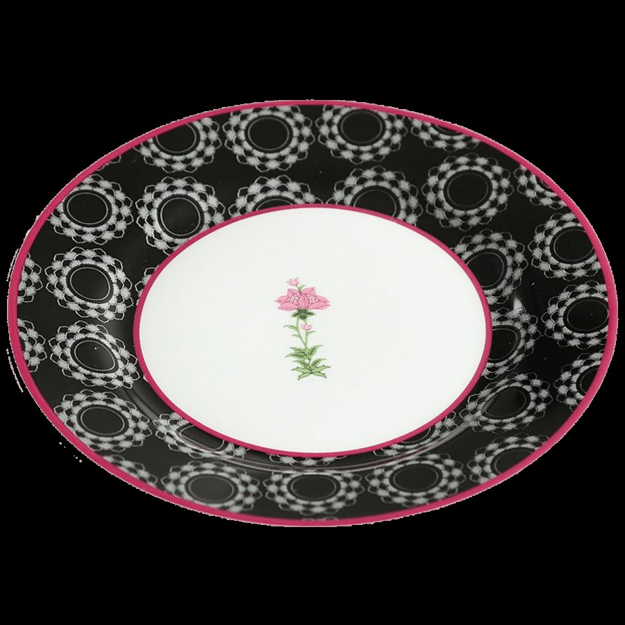 India Circus Ceramic Side Plate - Black Garden