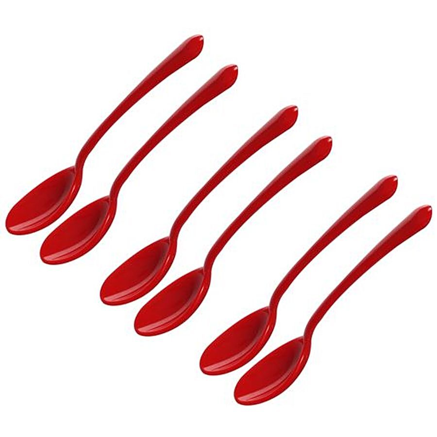 Iveo  100% Melamine Tea Spoon Set - Red