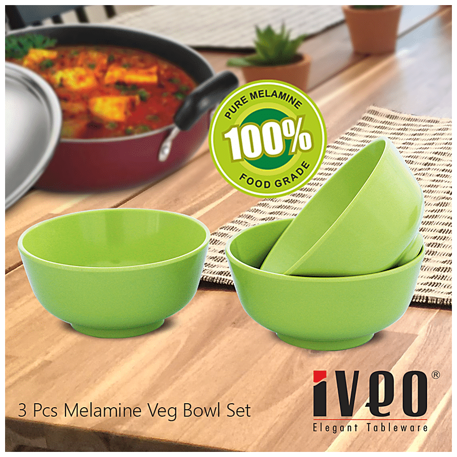 Iveo  100% Melamine Veg Bowl Set - Green