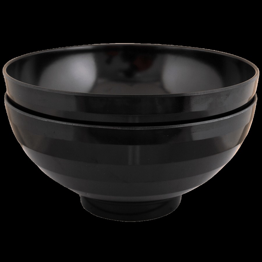 Iveo  Bowl Set - 100% Melamine Waves Nappy/Serving - Black