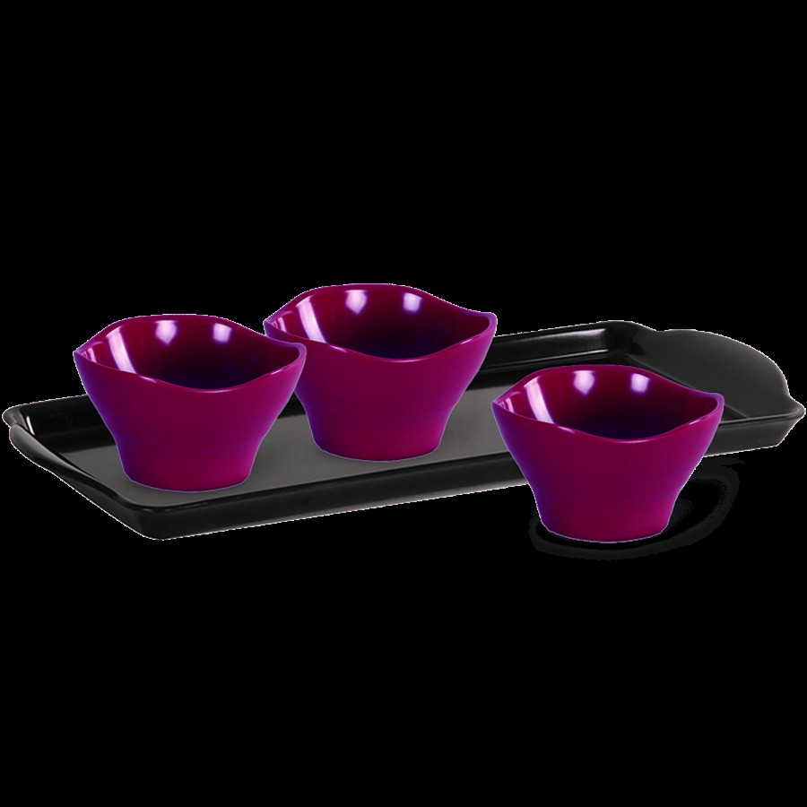 Iveo  Bowls & Tray Set For Snacks - Melamine