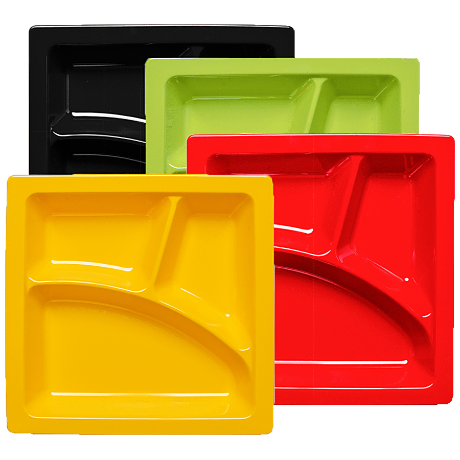 Iveo  Idli/Dosa/Pav Bhaji Plates - 100% Melamine - Square - Multi Colour