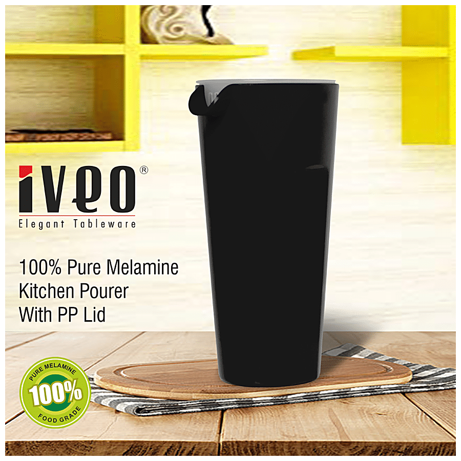 Iveo  Kitchen Pourer With Lid - 100% Melamine - Stylo - Black