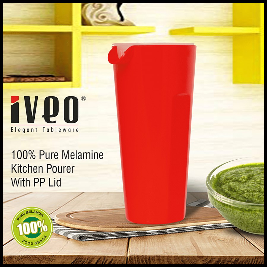 Iveo  Kitchen Pourer With Lid - 100% Melamine - Stylo - Red