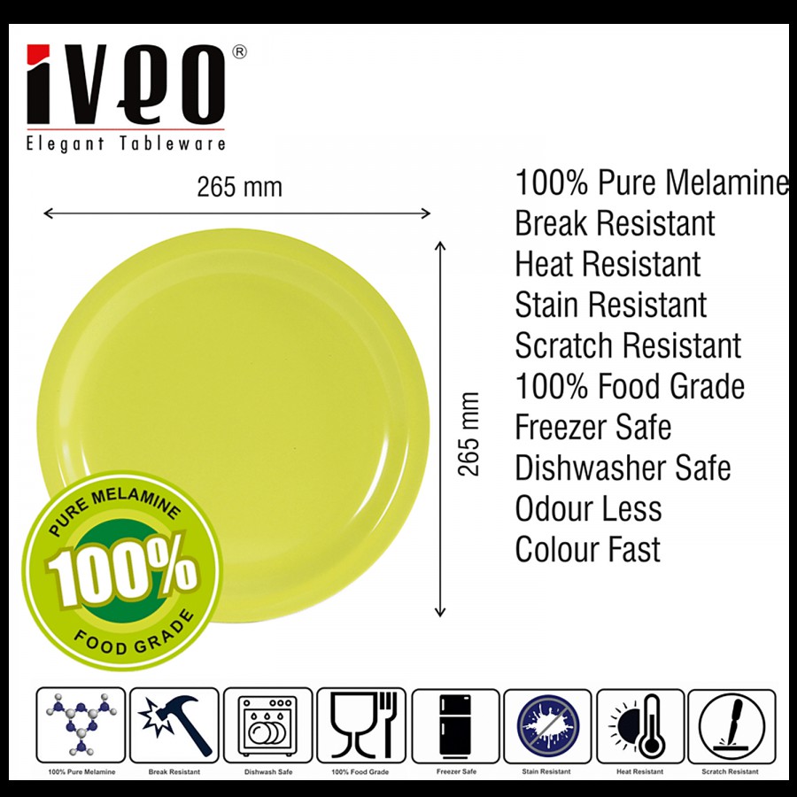 Iveo  Melamine Full Plate 10.5" - Scratch-Resistant