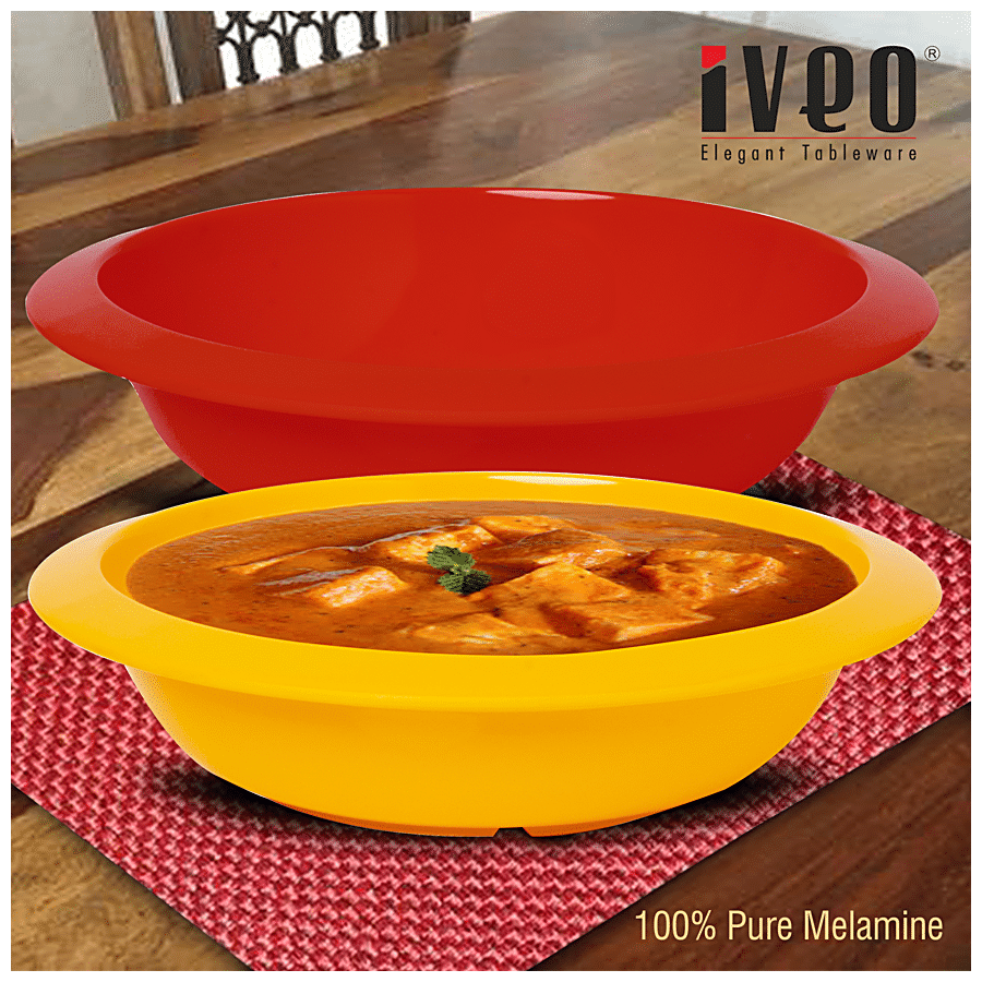 Iveo  Serial Bowl With Spoon - Trento - 100% Melamine - Red & Yellow