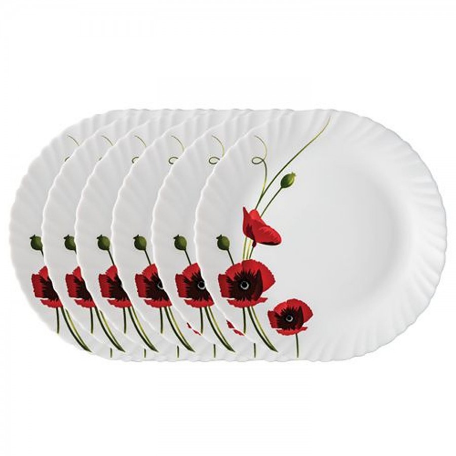 Larah by Borosil 28 cm Full Plate - Red Carnation