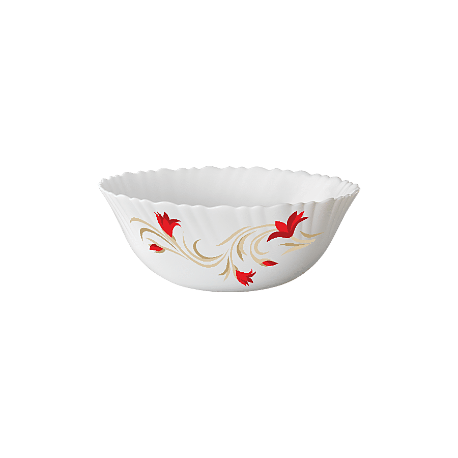 Larah by Borosil Red Lily Opalware Pudding Set - White