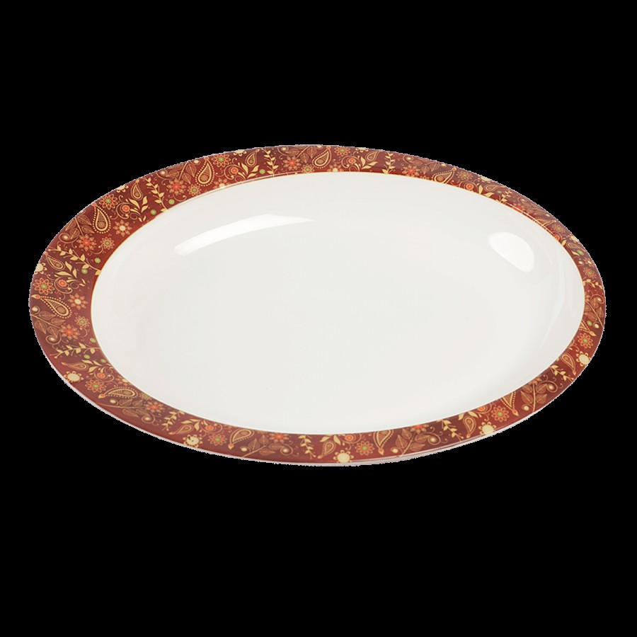 Servewell Pure Melamine Oval Round Serving Platter - Supermus