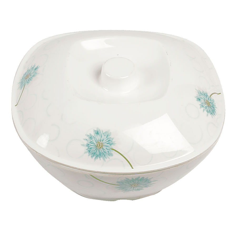 Servewell Pure Melamine Sq Round Serving Bowl With Lid - African Daisy