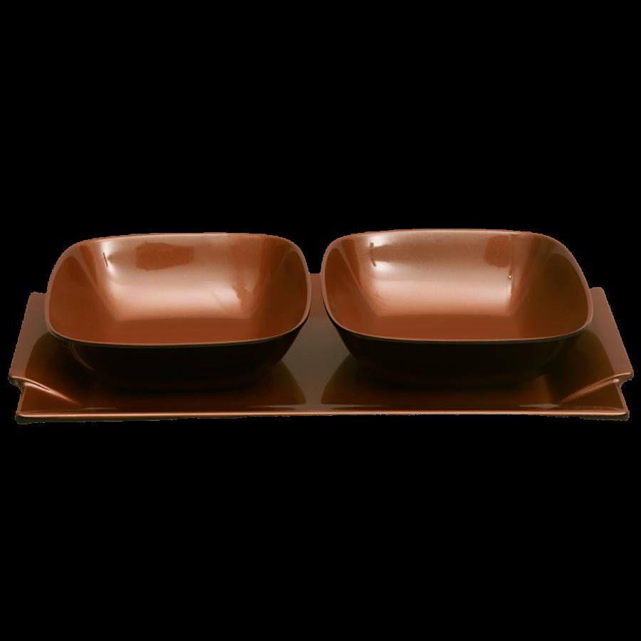 Superware Melamine 2 Pcs Snack Set With Tray - Copper