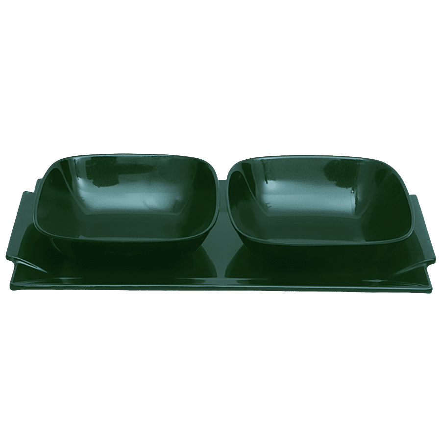 Superware Melamine 2 Pcs Snack Set With Tray - Emerald