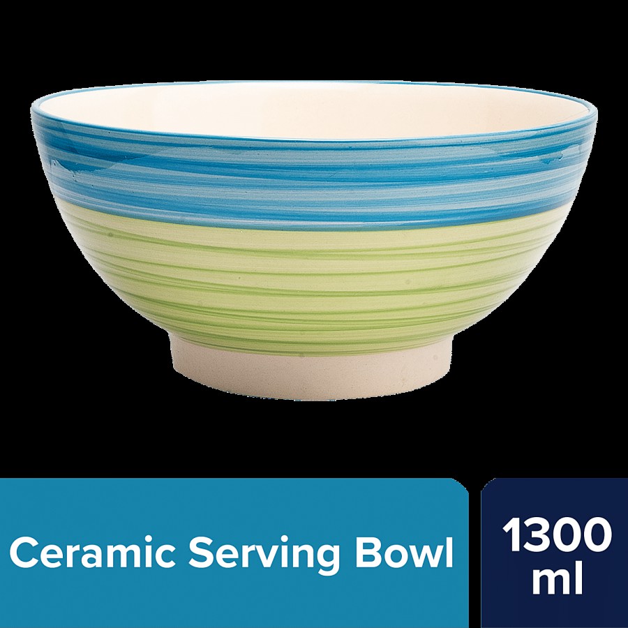 bb home Earth Serving/ Mixing Bowl Hand- Painted Ceramic -Tri Colour