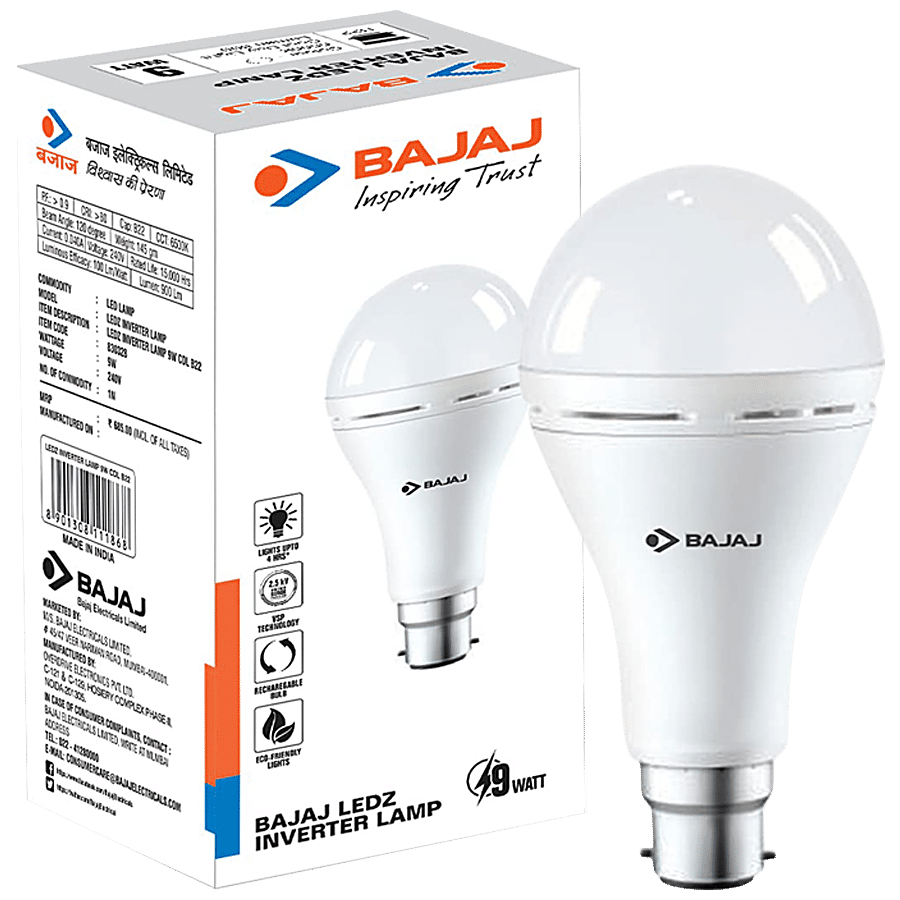 Bajaj LEDz Inverter Lamp 9W - Cool Day Light