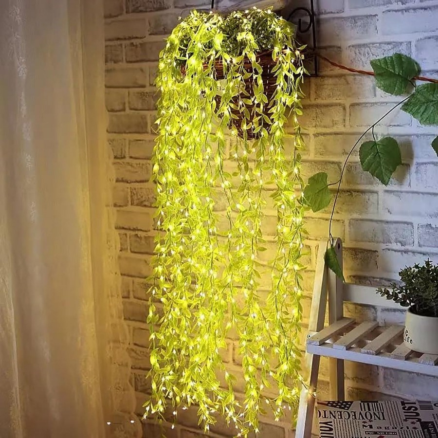 Desidiya Artificial Leaf Curtain LED String Light Remote Control