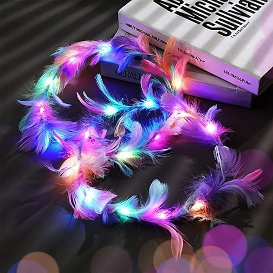 Desidiya Feather LED Tiara Crown - With Flashing Lights For Women/Girls