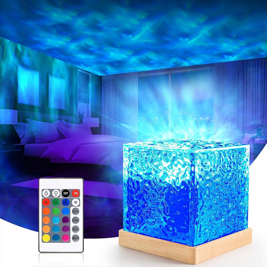 Desidiya Romantic 3D Water Wave Night Light Ocean Wave Projector Lights