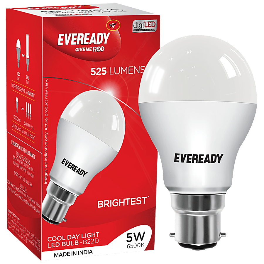 Eveready 5W LED Light Bulb Long Life & Mercury Free High Efficiency & Glare Free Light