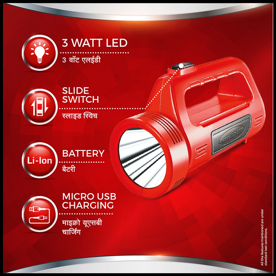 Eveready LED Rechargeable Torch - Plastic