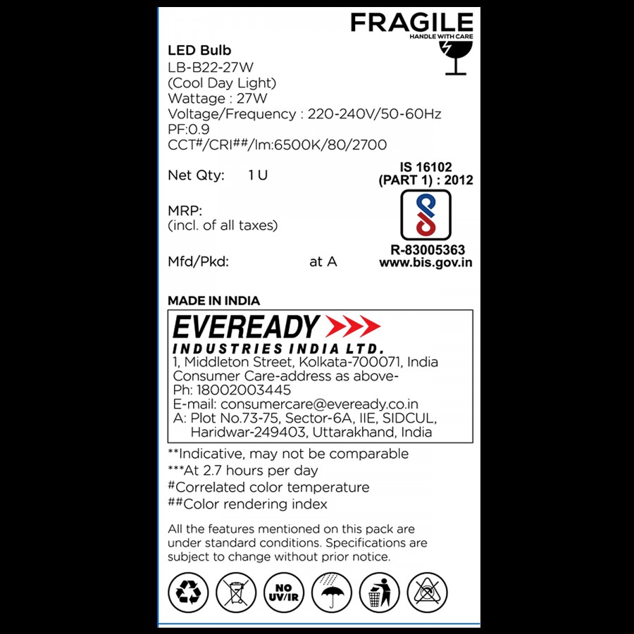 Eveready LED Bulb - 27 Watt