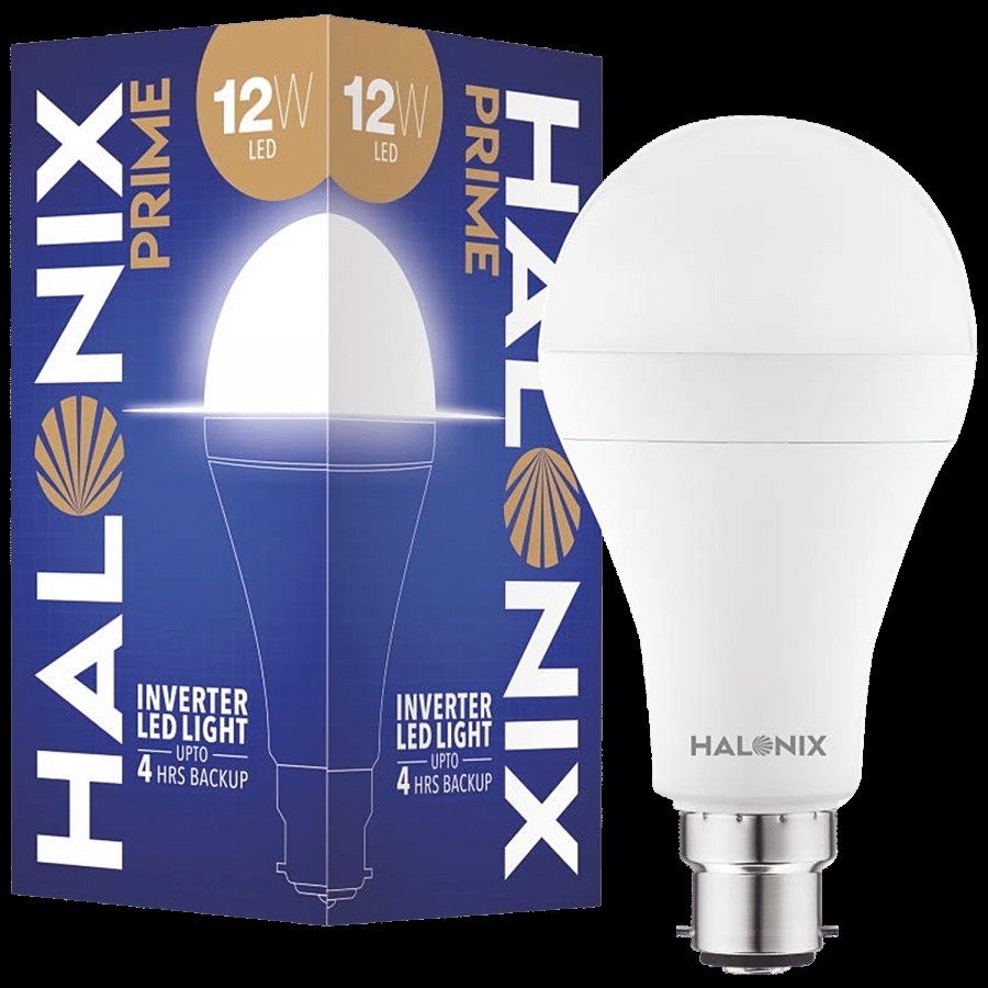 Halonix 12 Watt B22 LED White Rechargeable Emergency Inverter Bulb - Provides Upto 4 Hours Of Backup