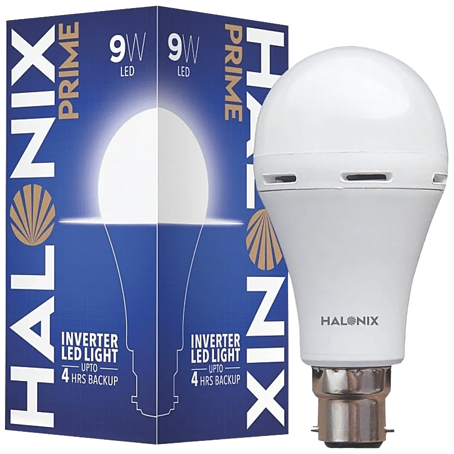 Halonix 9 Watt B22 LED White Rechargeable Emergency Inverter Bulb - Provides Upto 4 Hours Of Backup