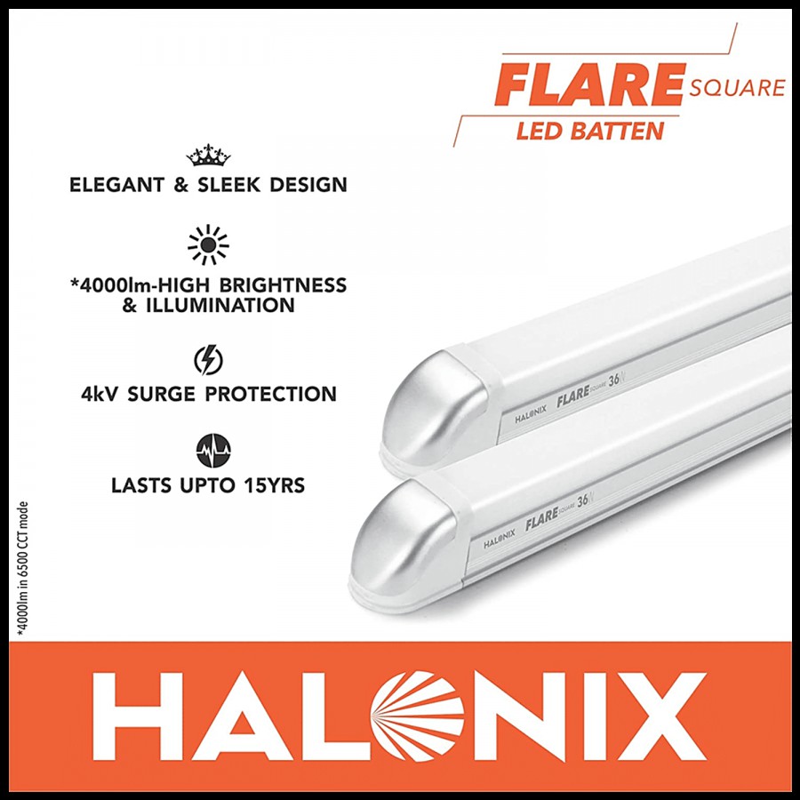 Halonix Flare Square Batten - 36W 4 Feet LED