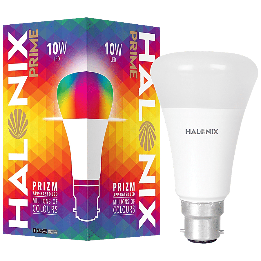 Halonix Prime Bluetooth Base B22 10-Watt Smart LED Bulb - Provides 16 Million Colours & Warm White/Neutral White/White Light