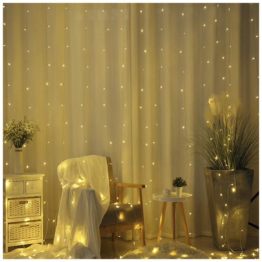 Lexton 210 LEDs Curtain Lights Warm White - 9.8 Ft