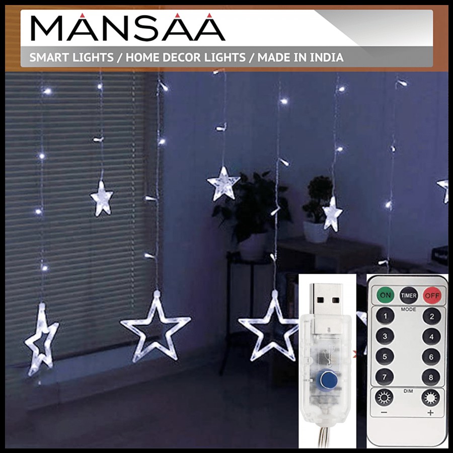 MANSAA Curtain Copper String Lights With Remote - 138 LEDs