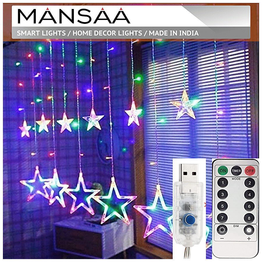 MANSAA Curtain Copper String Lights With Remote - 138 LEDs