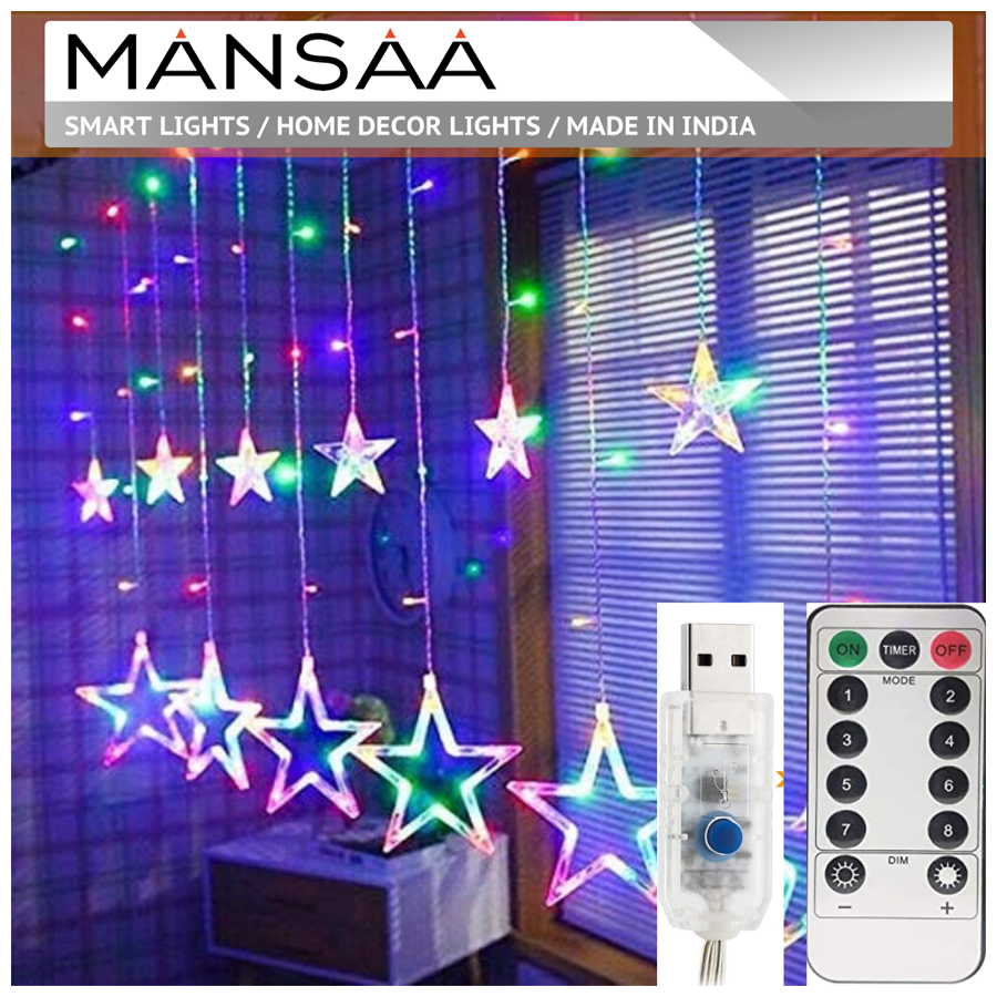 MANSAA Curtain Copper String Lights With Remote - 138 LEDs