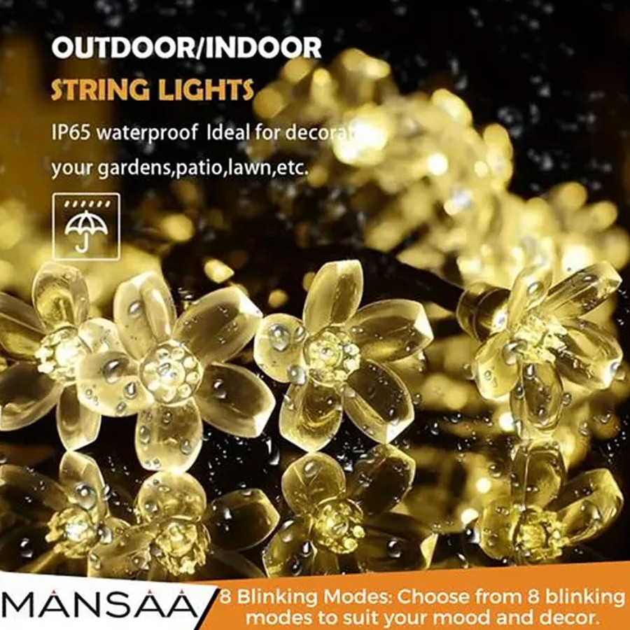 MANSAA Silicon 10 Flower & 10 Leaves PVC LED String Lights