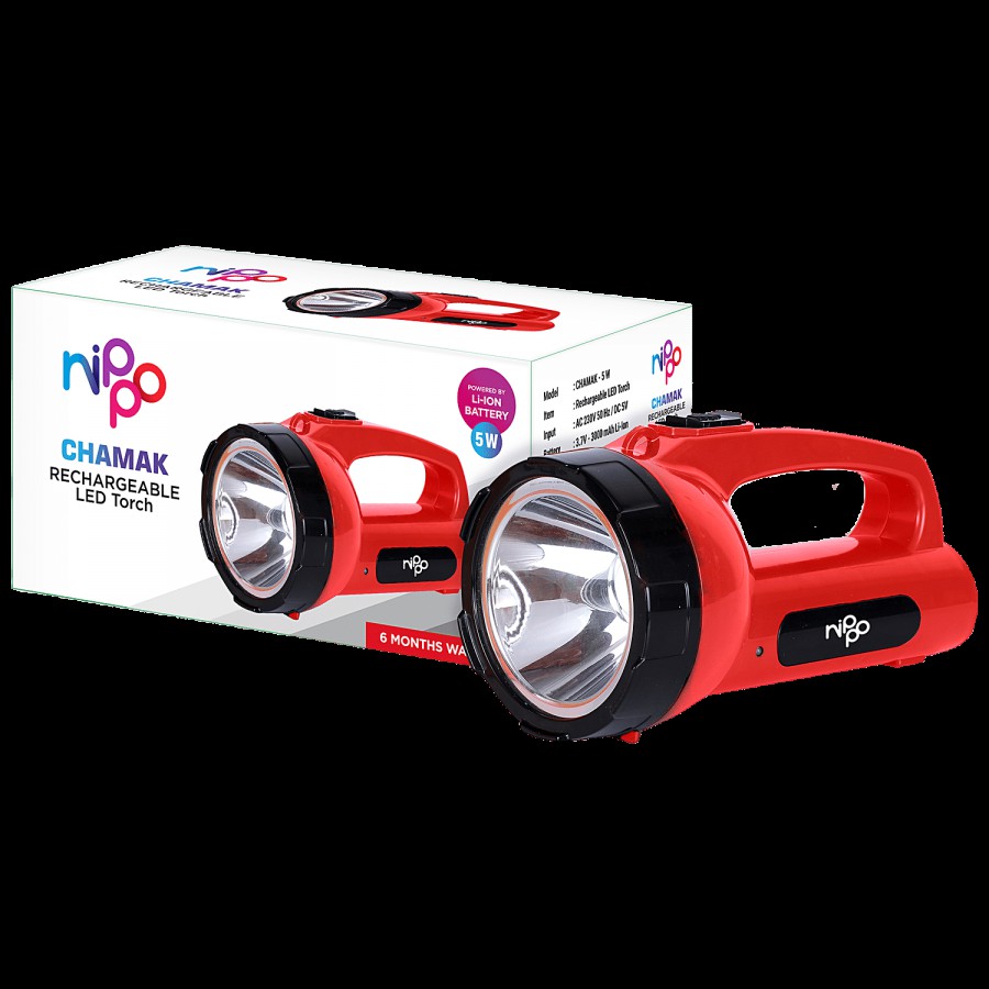 Nippo Chamak Rechargeable LED Torch - Polycarbonate