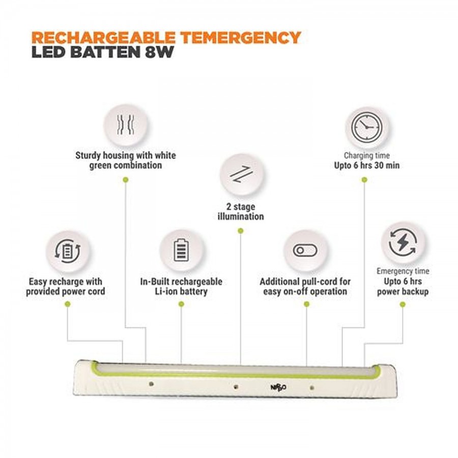 Nippo Rechargeable LED Tubelight - Baton