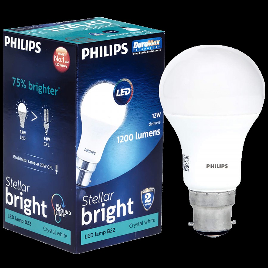 Philips Stellar Bright Led Bulb 12w B22 - Cool White/Crystal White