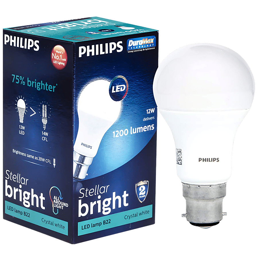 Philips Stellar Bright Led Bulb 12w B22 - Cool White/Crystal White