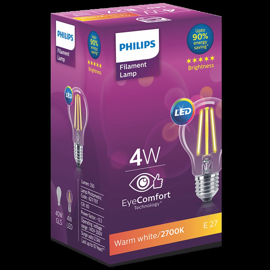 Philips LED Filament Bulb 4w A60 E27 - Cap Golden Yellow