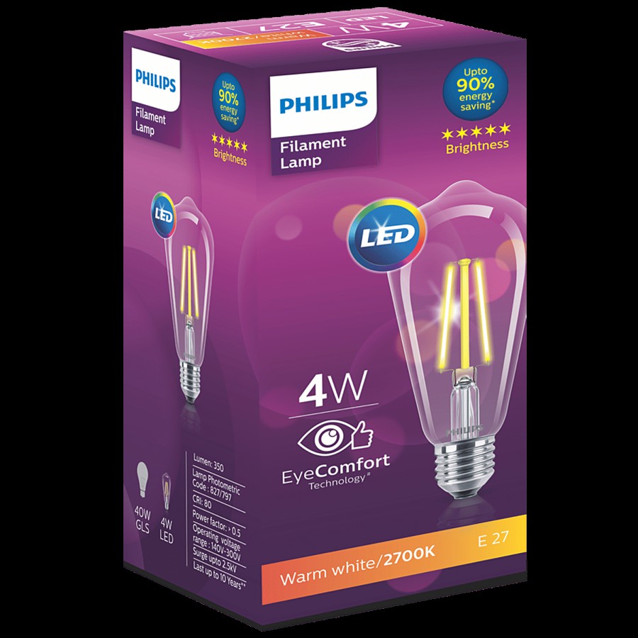 Philips LED Filament Bulb 4w ST64 E27 Cap - Golden Yellow