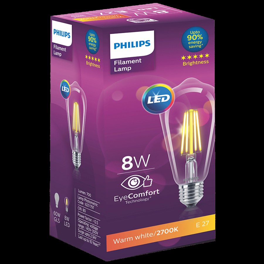 Philips LED Filament Bulb 8w ST64 E27 Cap - Golden Yellow