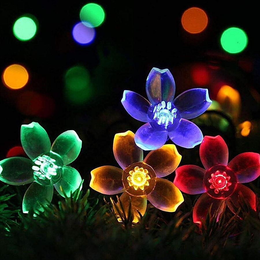 Quace Fairy String Lights - Multi Colour Silicone Blossom Flower