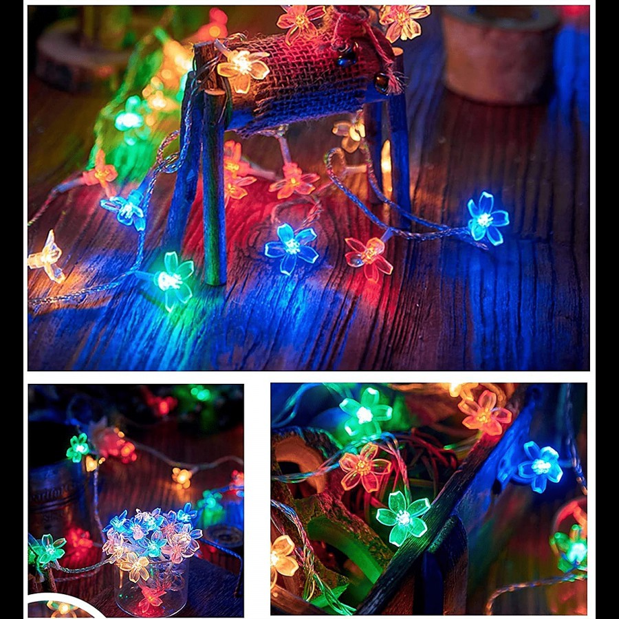 Quace Fairy String Lights - Multi Colour Silicone Blossom Flower