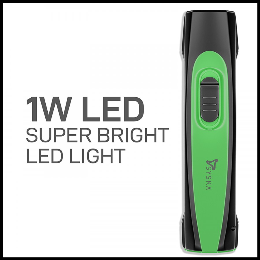 Syska Duotron Bright Rechargeable LED Torch - Plastic