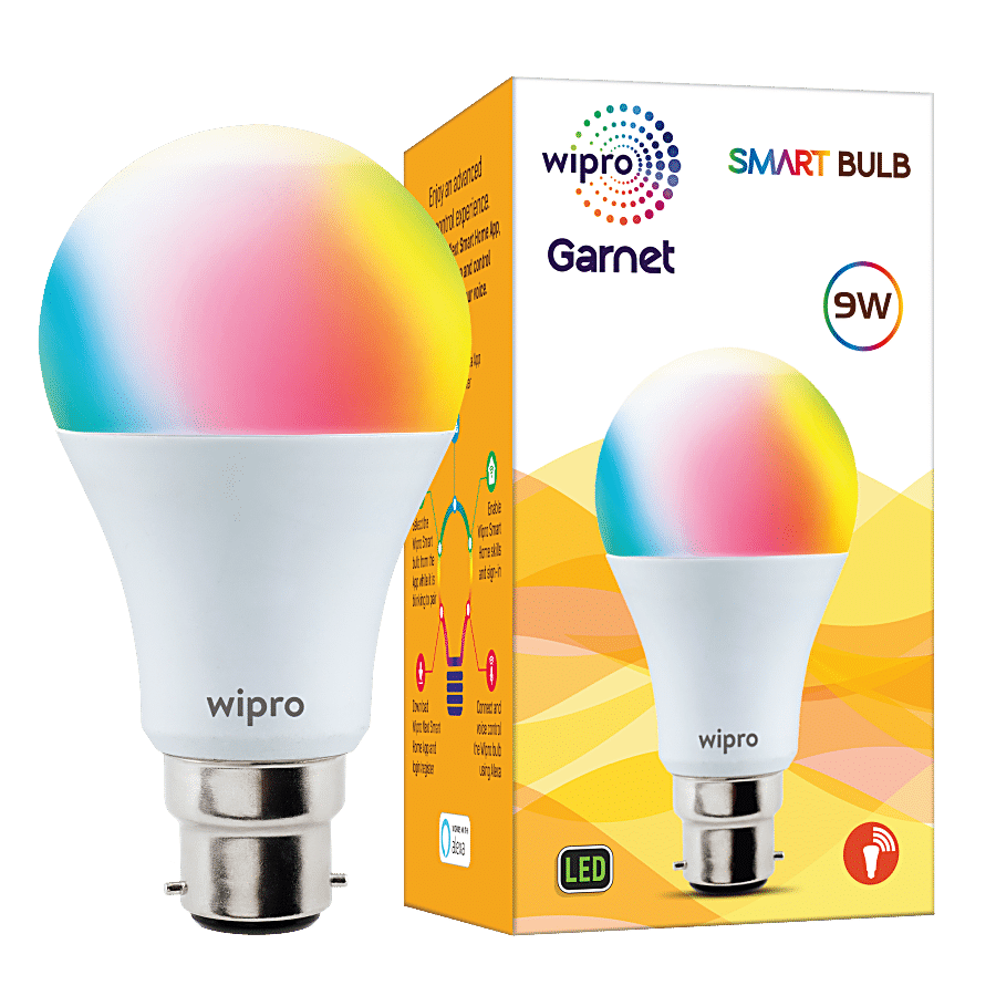 Wipro Garnet  9W CCT RGB Smart Bulb B22 Wifi Enabled - Mushroom