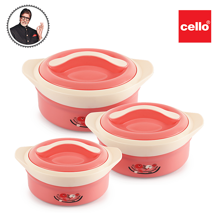 Cello Solaris Insulated Plastic With Inner Steel Casserole For Roti/Chapati - Pink