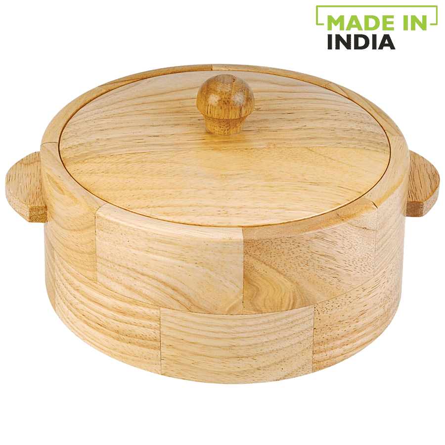 Kvg Wood Casserole For Roti/Chapati -  Big Rubber