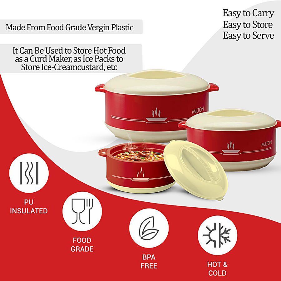 Milton Plastic Insulated Jr Casserole For Roti/Chapati Gift Set - Red